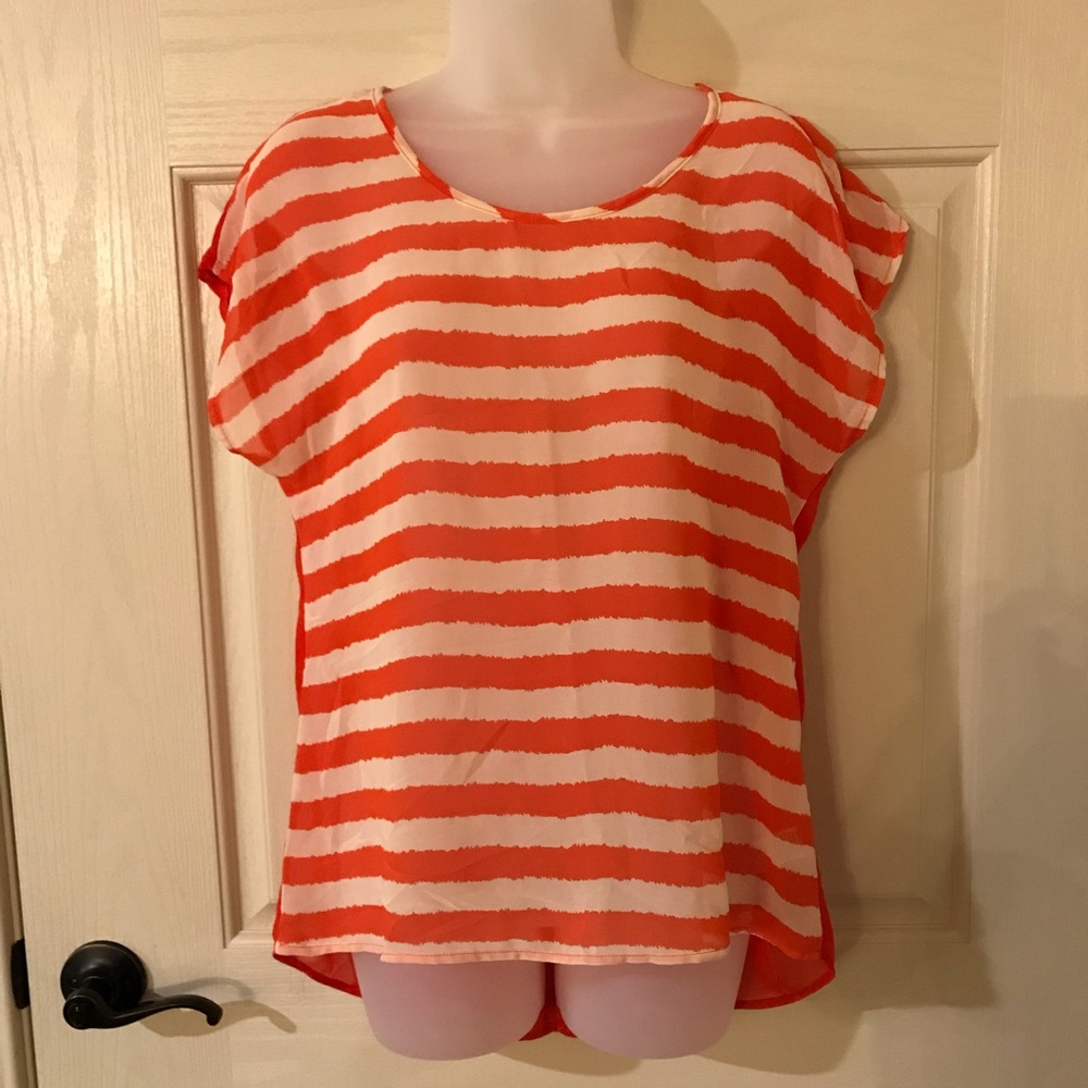 Sheer coral blouse